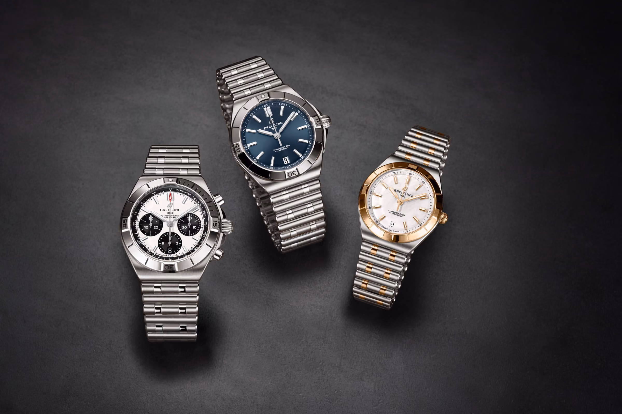 Three sizes of the Breitling Chronomat: the B01 42, the 40 and the Automatic 36