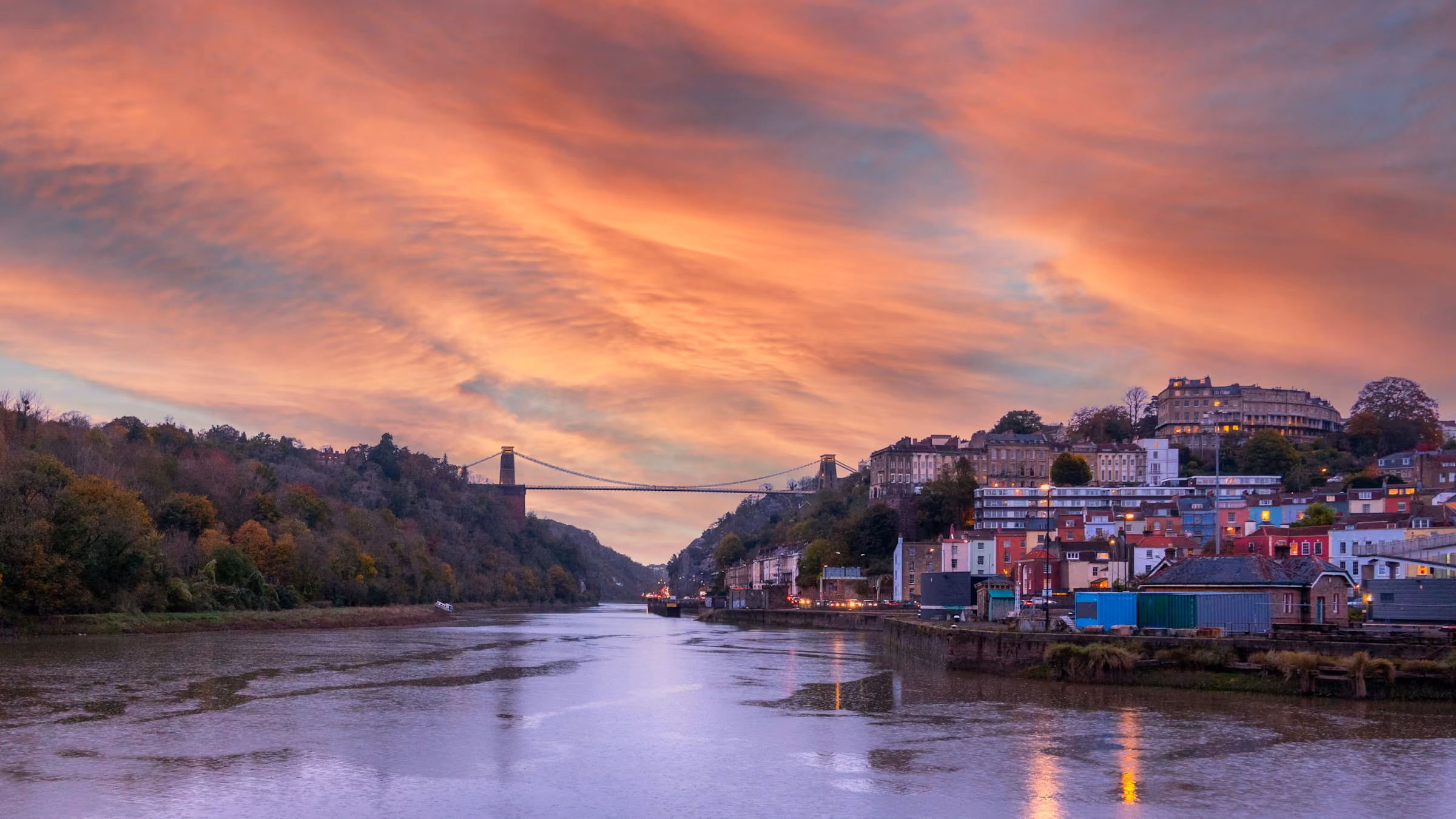 Sunset over the River Avon and Bristol's harbour