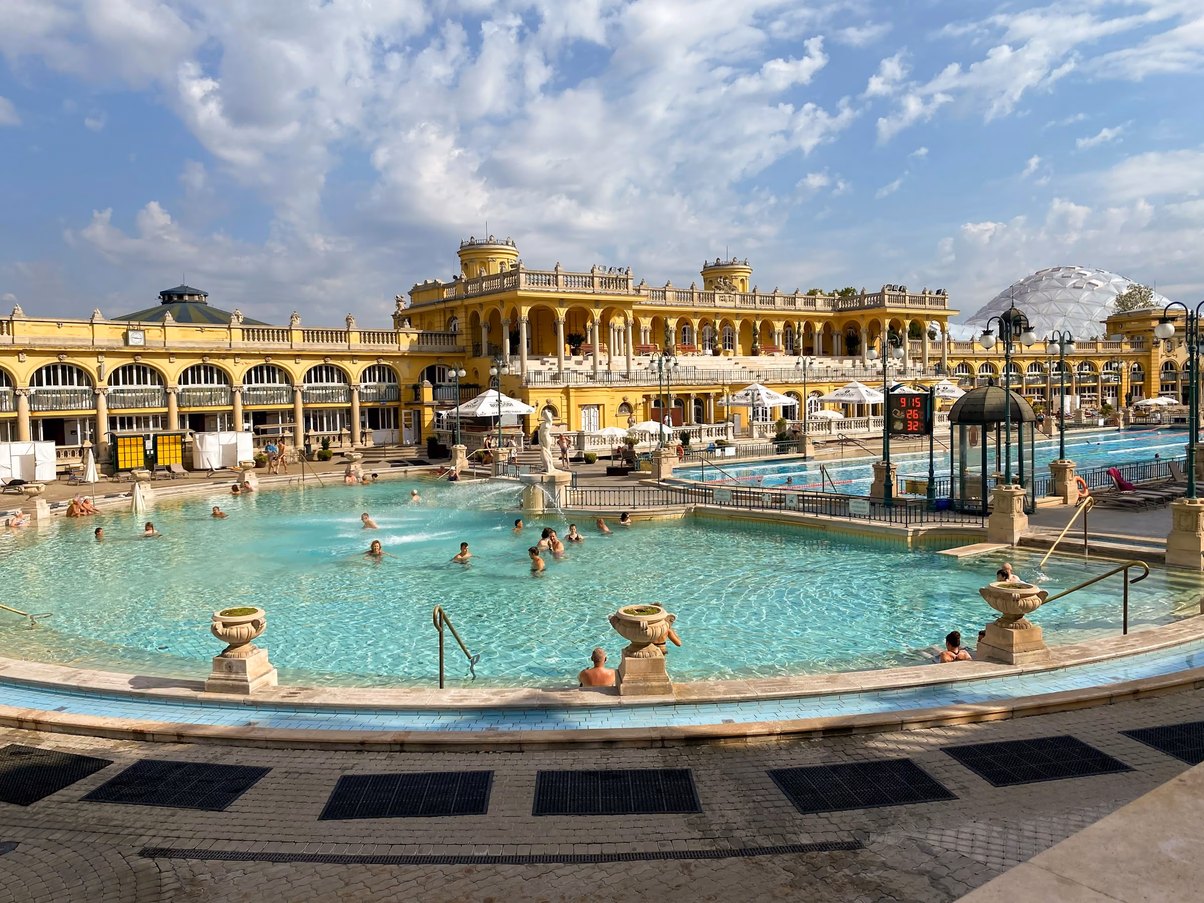 Bathers in the Széchenyi thermal pool, Budapest