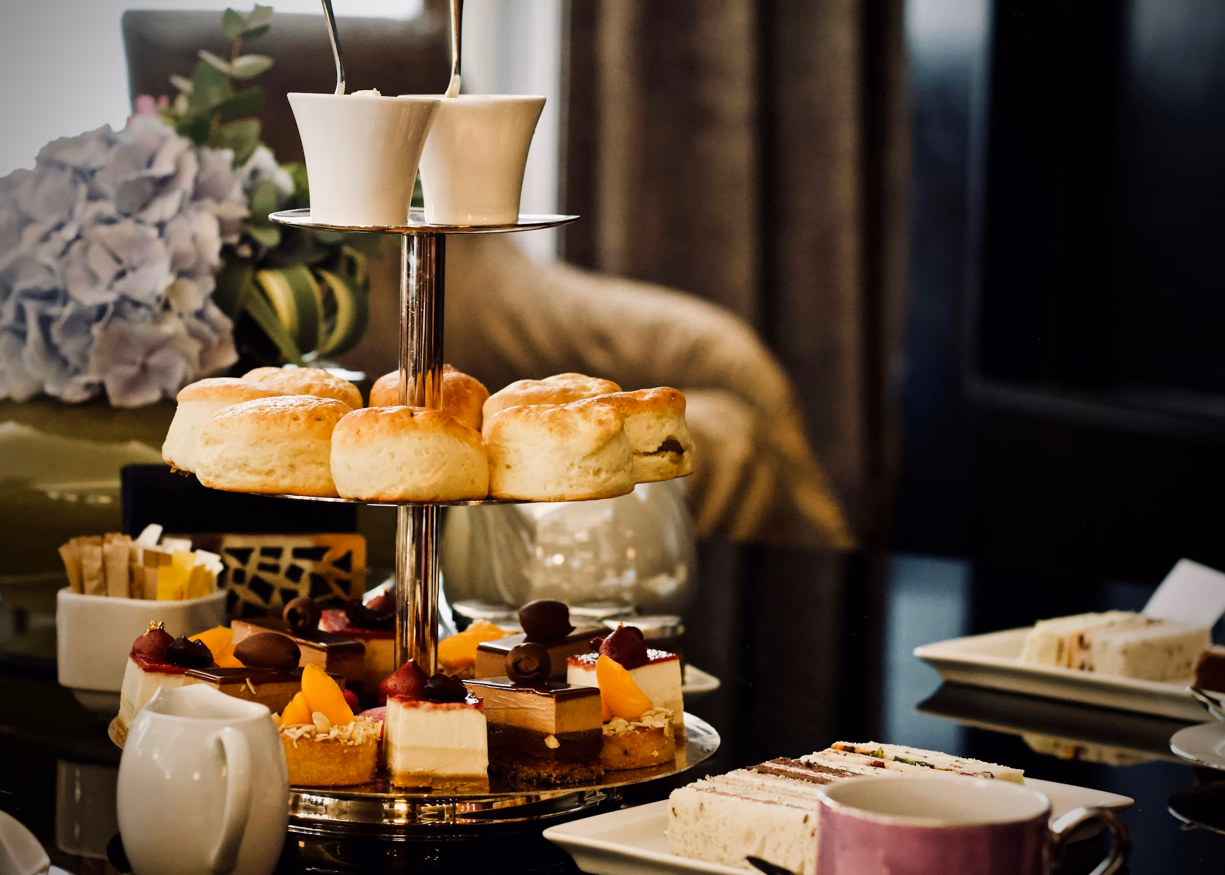 A tiered afternoon tea stand