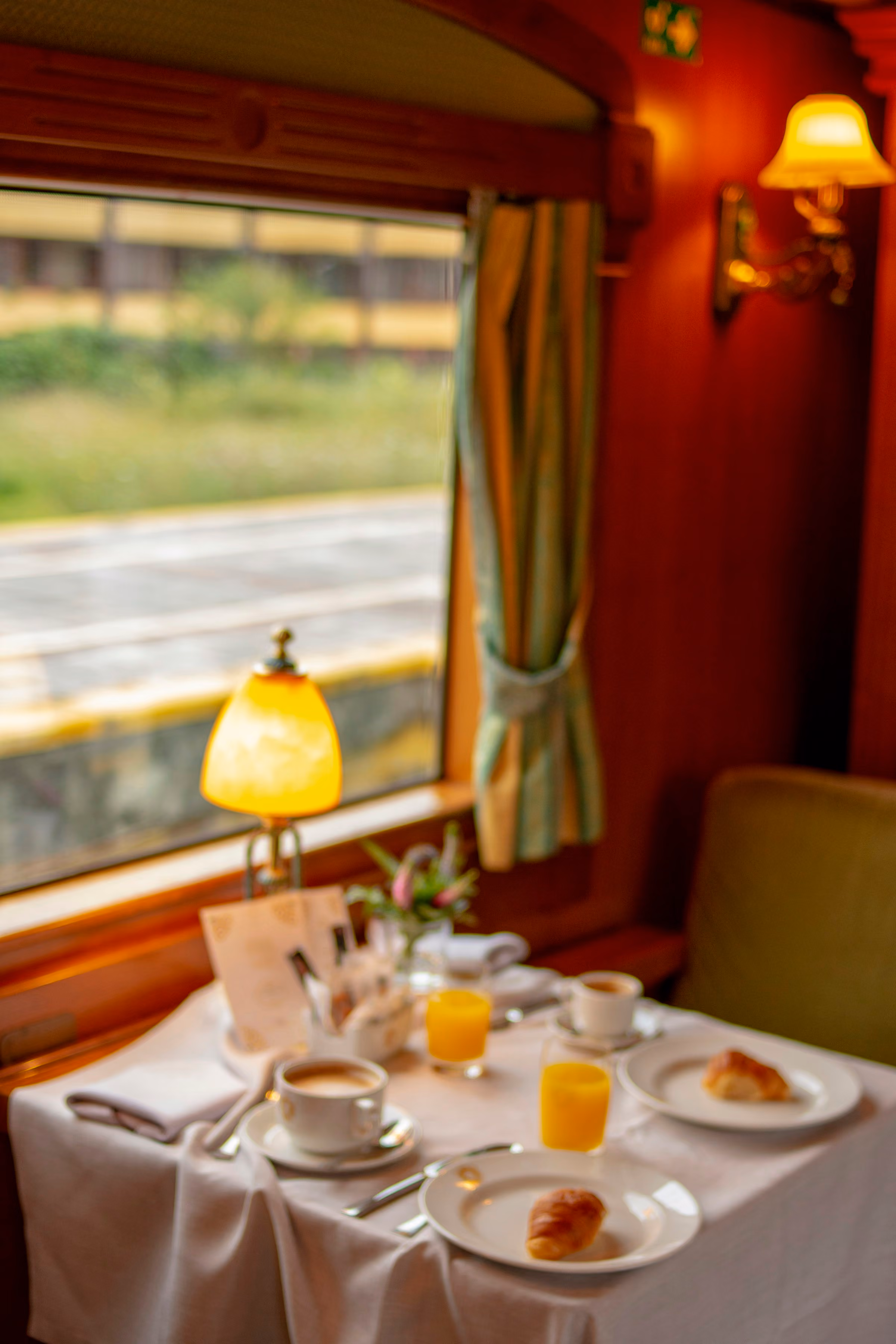 Breakfast on a vintage train