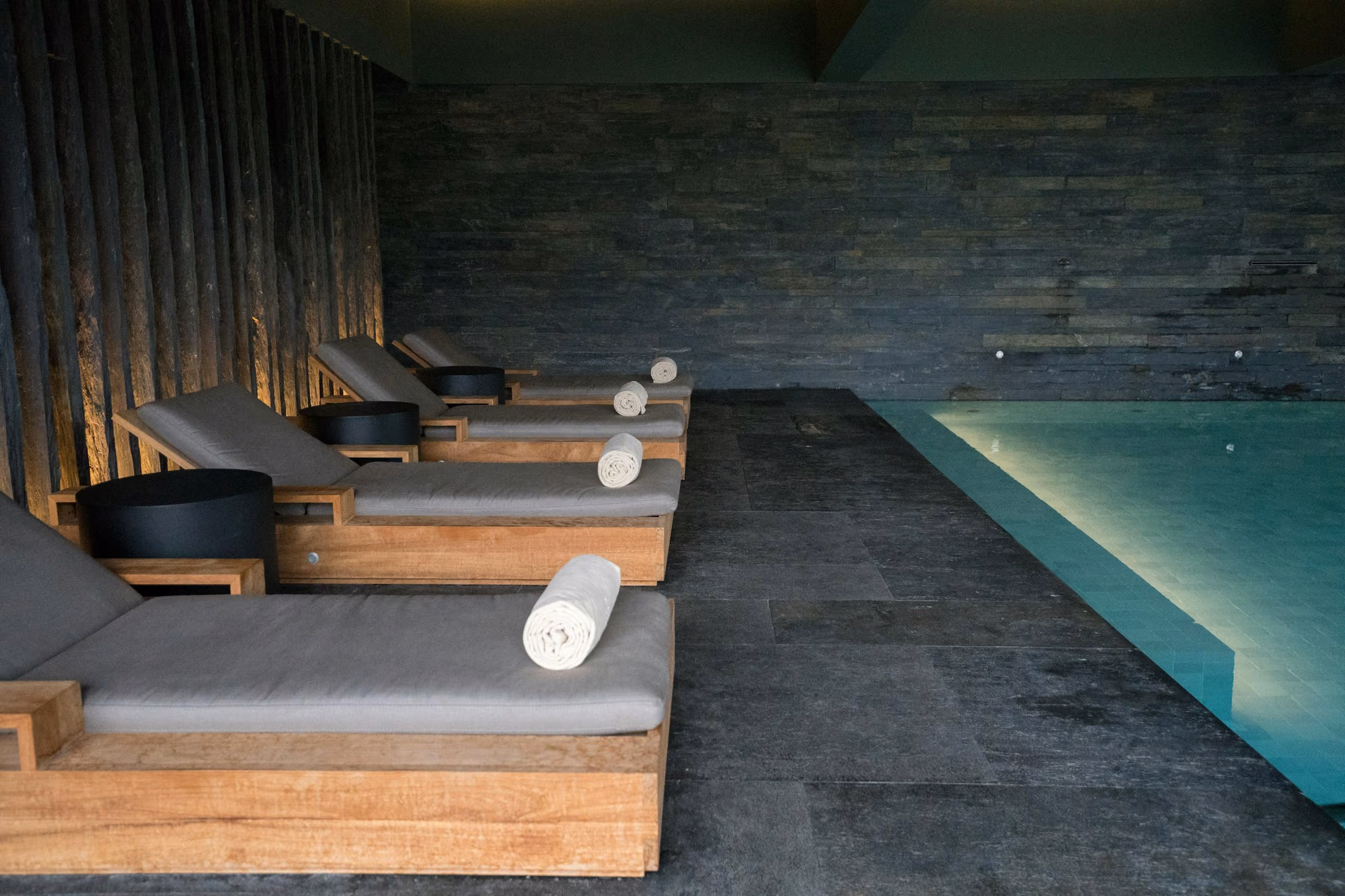 Loungers beside a spa pool