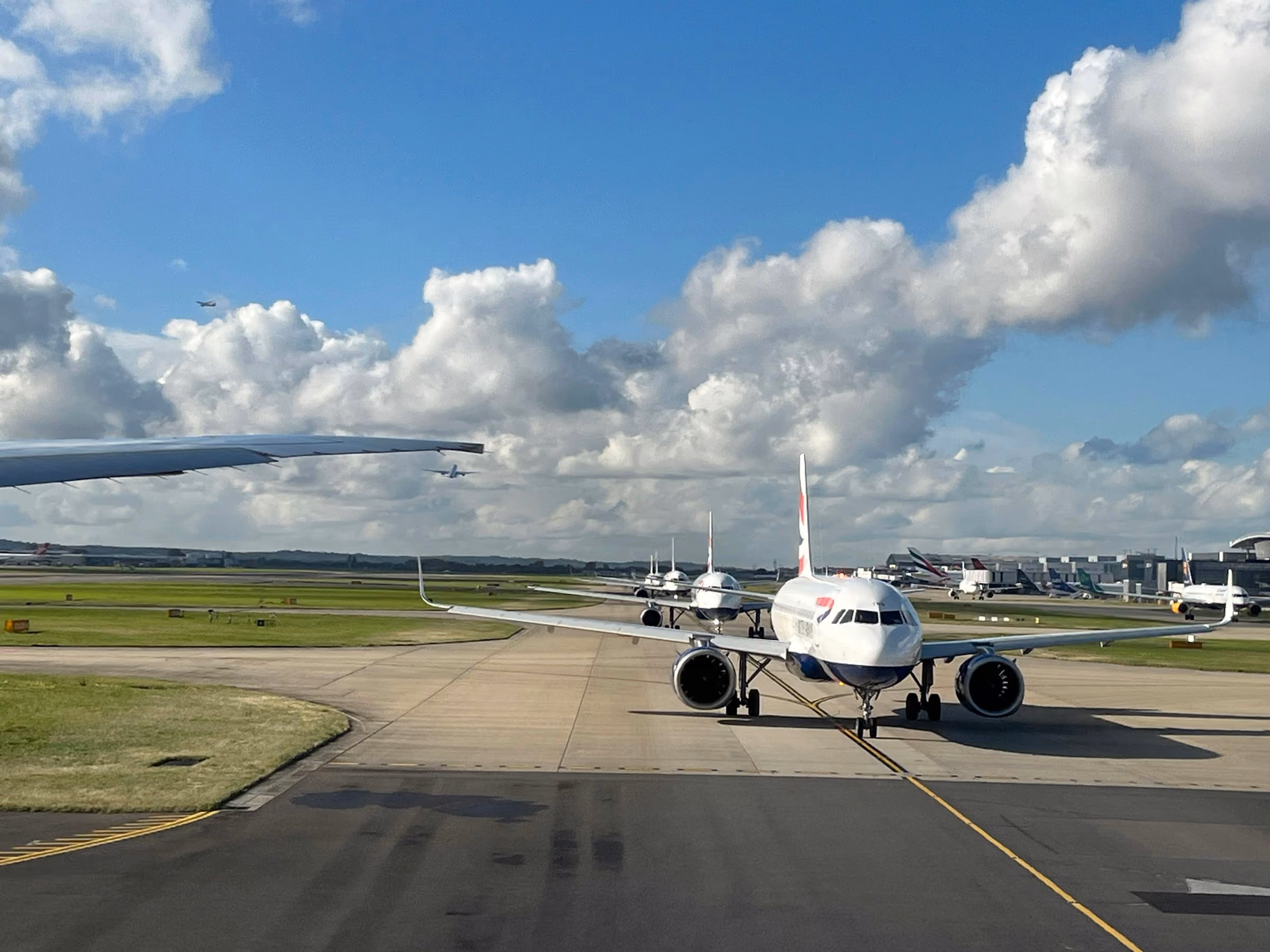 A British Airways plane taxiing at Heathrow