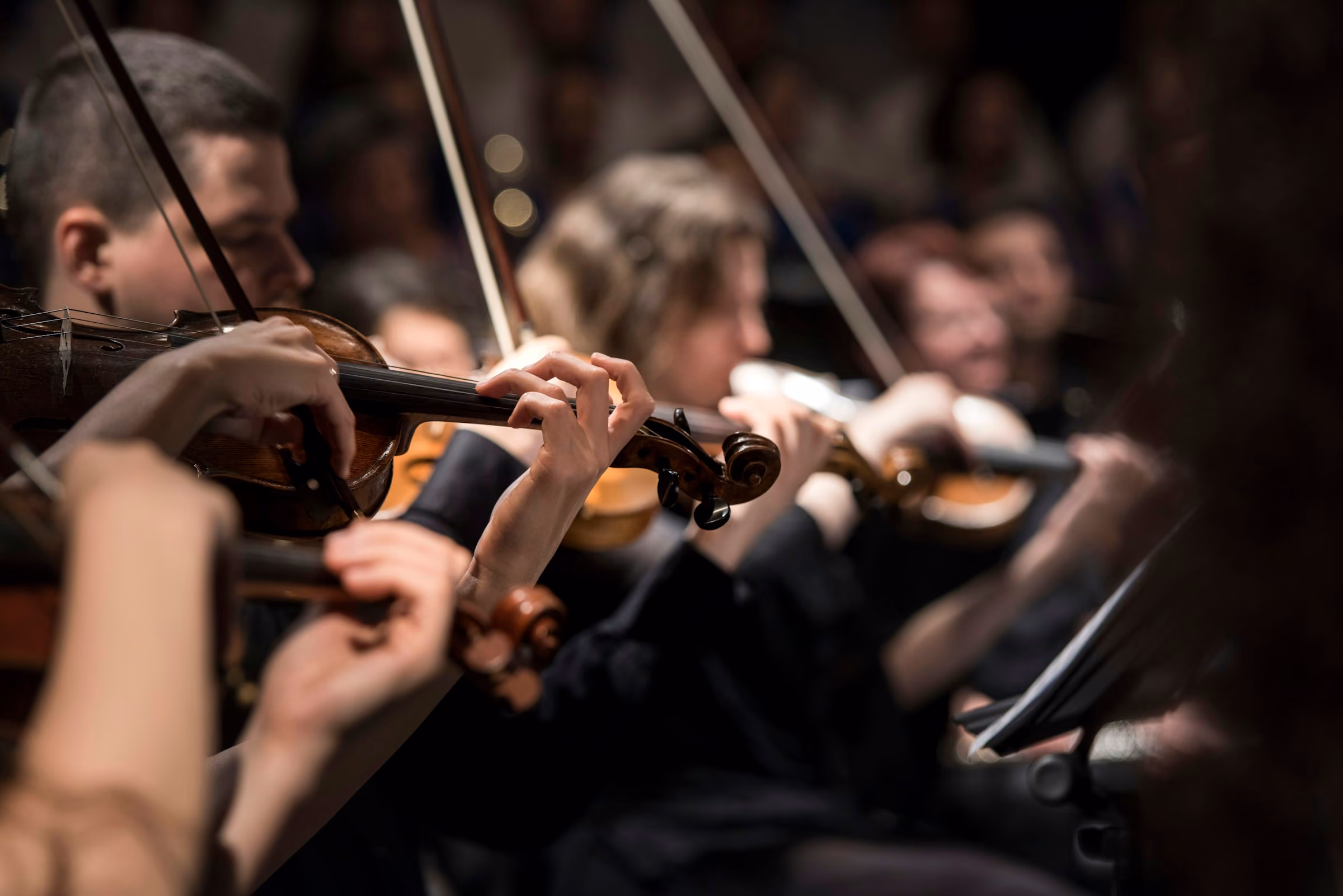 String players at a concert