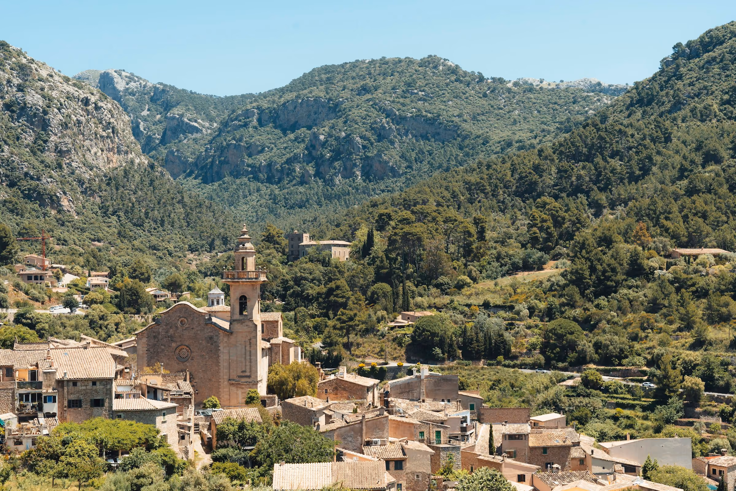 The stone village of Valldemossa in Mallorca's Tramuntana mountains