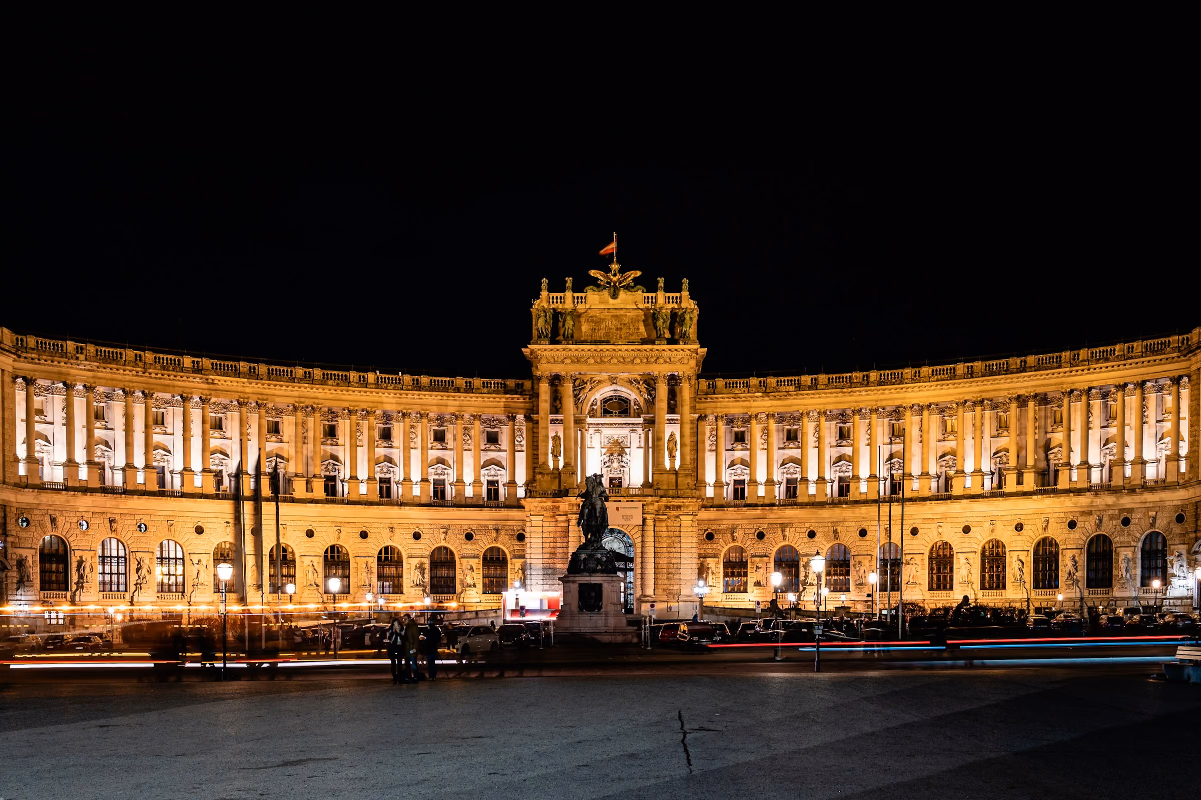 The Hofburg in Vienna lit at night