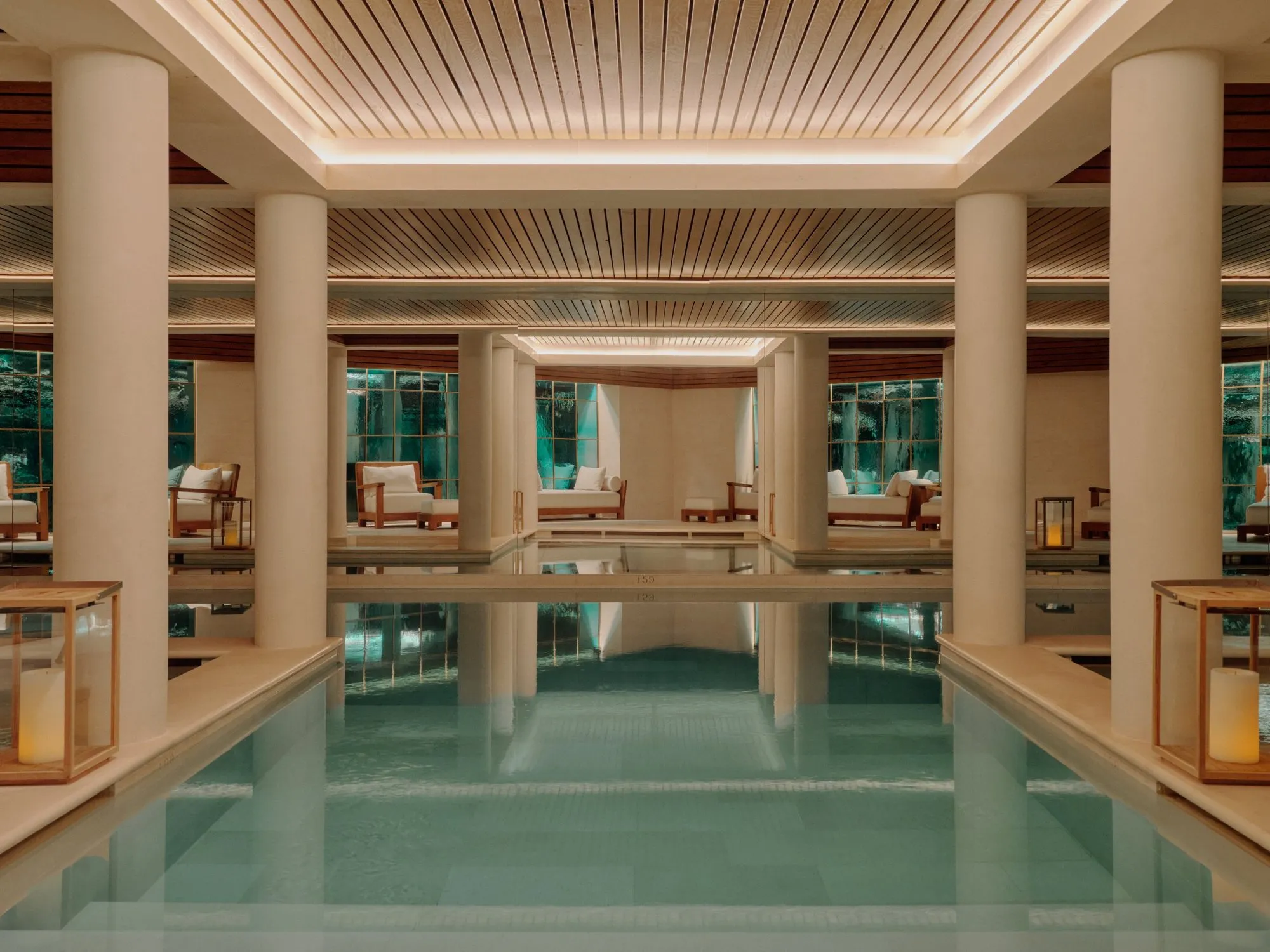 The indoor pool at Aman Le Mélézin