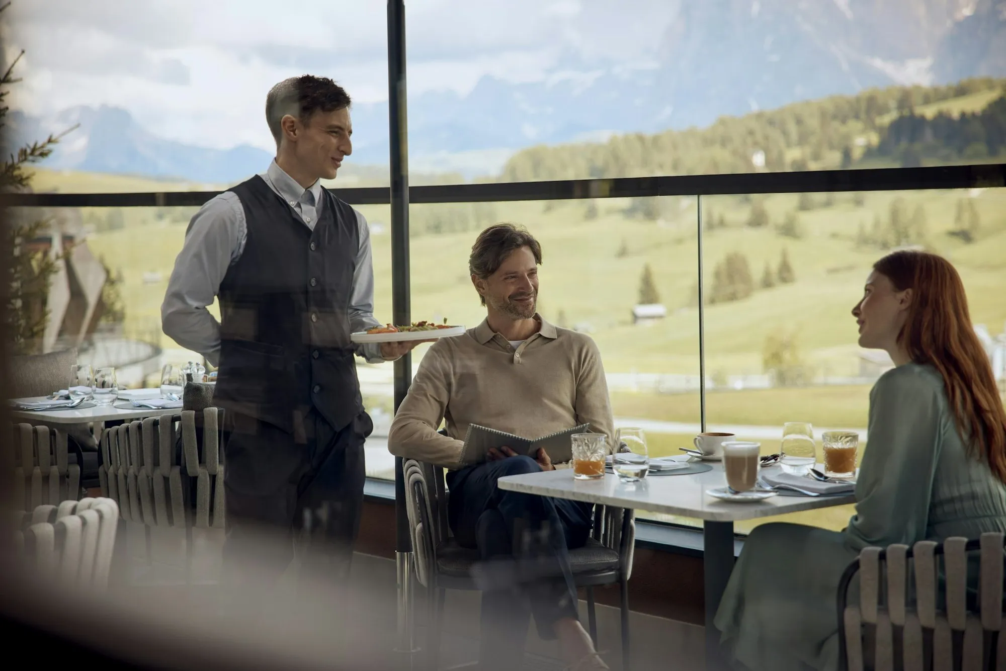 Breakfast in the restaurant at COMO Alpina Dolomites