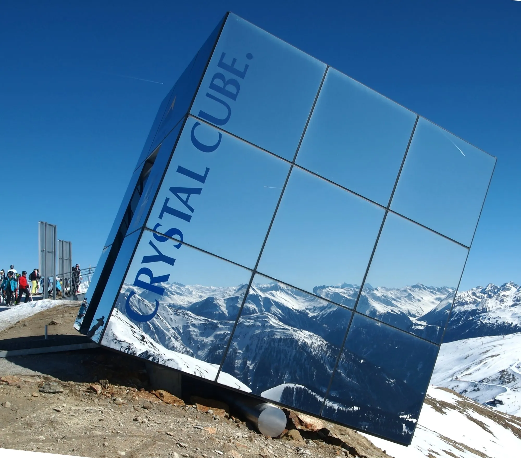 The Crystal Cube viewing platform on the Fiss ski area, above the Möseralm