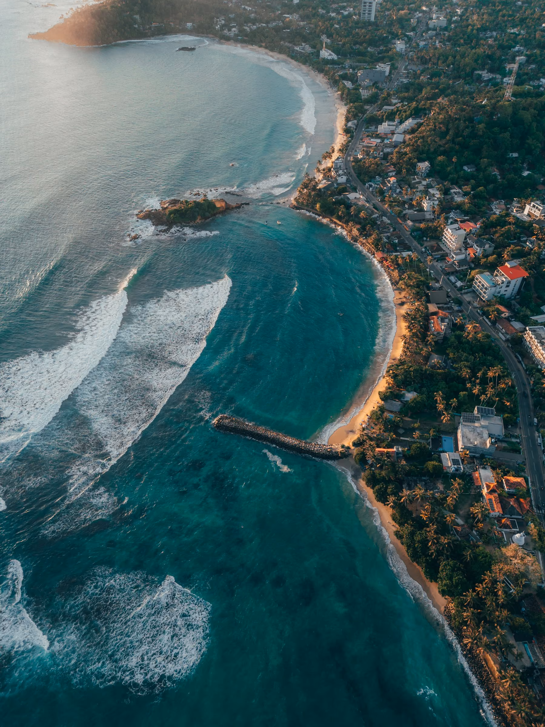 The curving bay at Mirissa on Sri Lanka's south coast