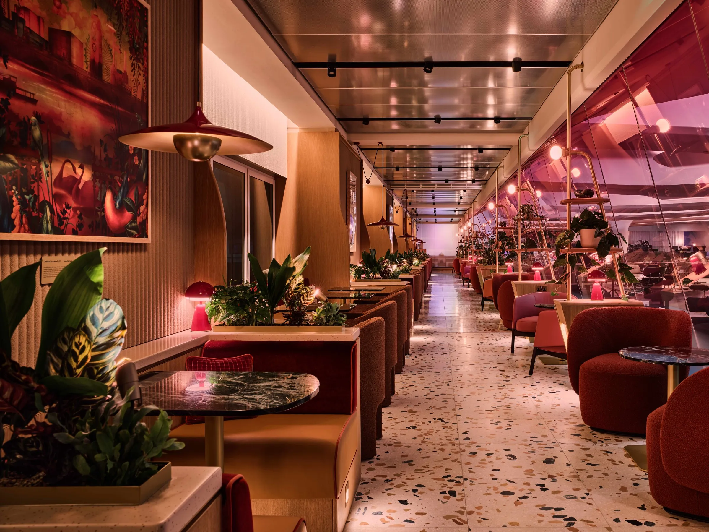 The Gallery dining room in the Virgin Clubhouse at Heathrow